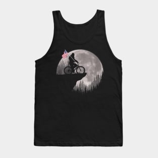 Bigfoot Riding A Bike American Flag Tank Top